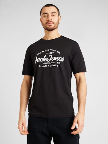 melns JACK & JONES T-Krekls 'FOREST': no priekšpuses