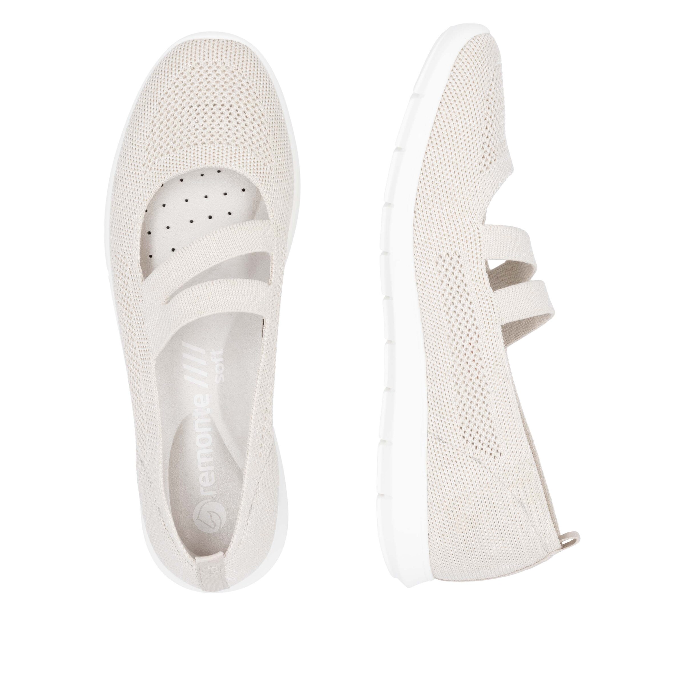 REMONTE Ballet Flats with Strap in Beige