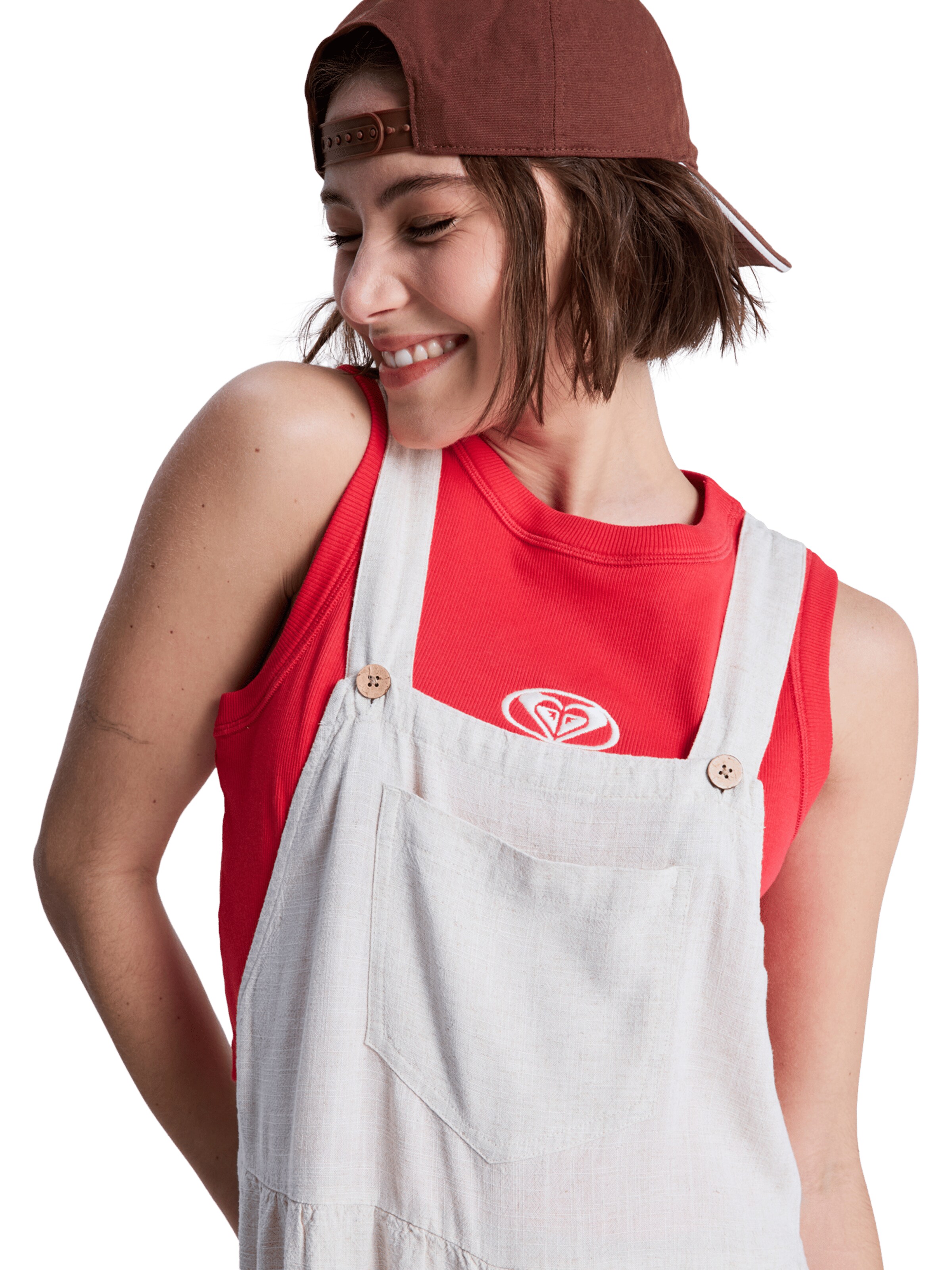 ROXY Wide Leg Latzhose 'Easy Isle' in Weiß