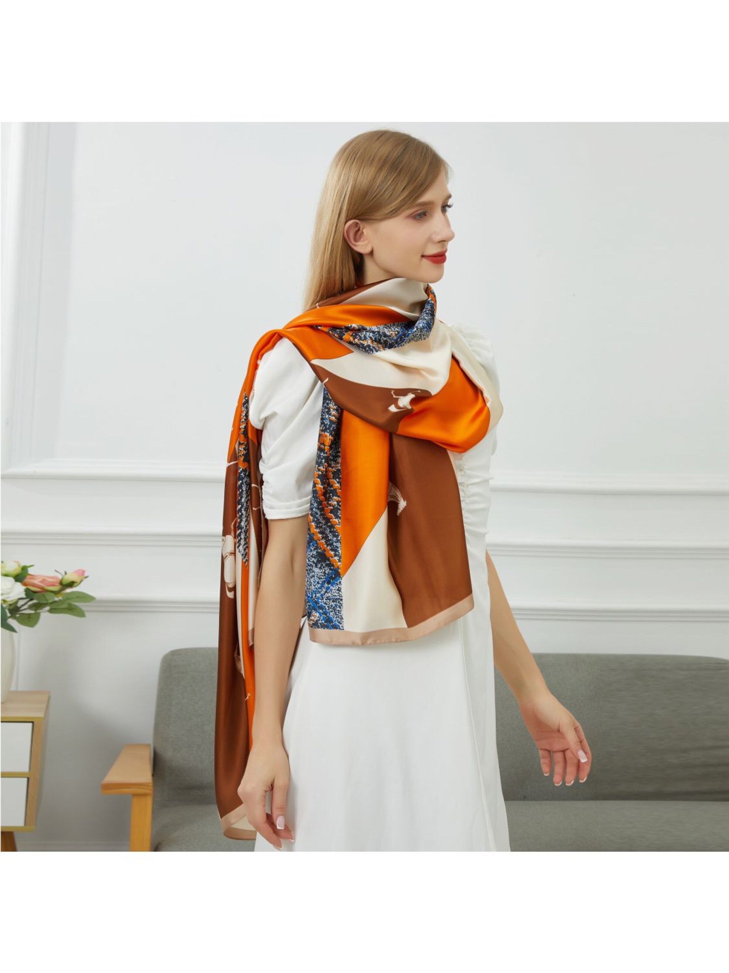 19V69 ITALIA - Chal 'Etole de soie Vivace Patchwork' en naranja