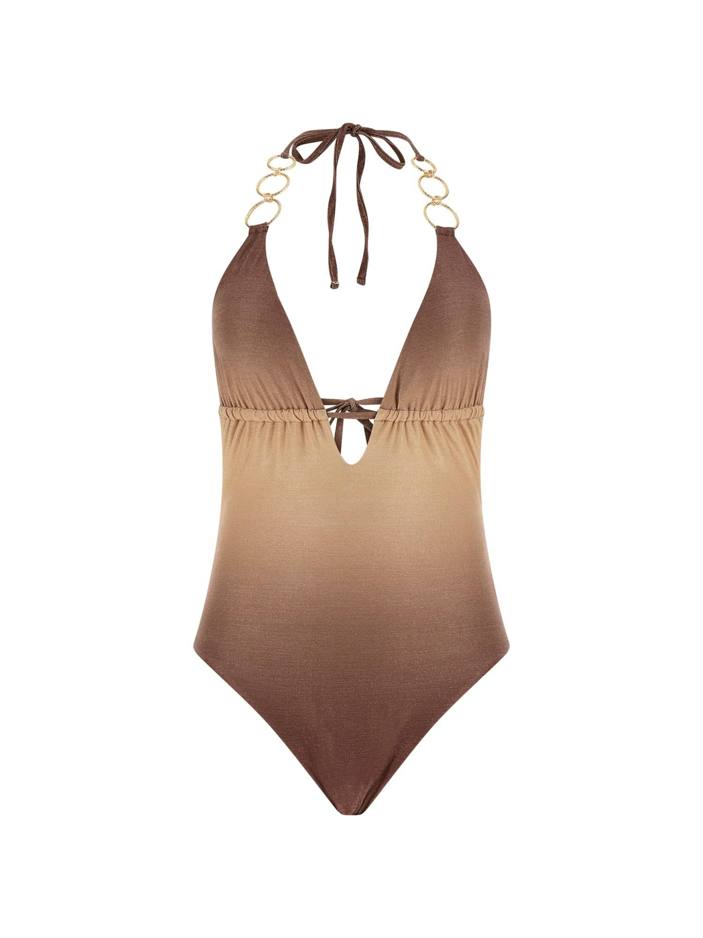 GUESS Triangle Swimsuit in Beige: front