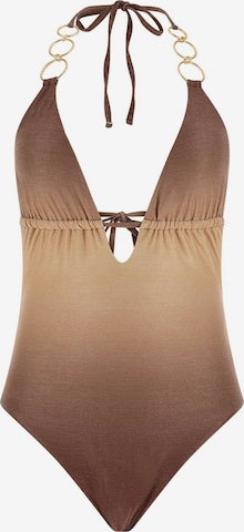 GUESS Triangle Swimsuit in Beige: front