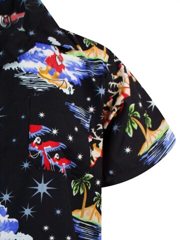 King Kameha Regular Fit Hemd 'Christmas Surf Santa'‌‌‌‌‌‌‌ in Schwarz