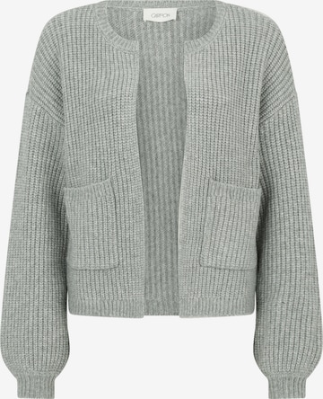 Cartoon Strick-Cardigan mit Taschen in Grün: Vorderseite