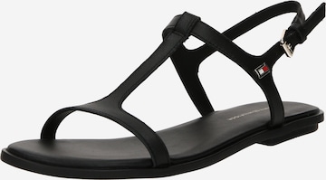 TOMMY HILFIGER - Sandalias con hebilla en negro: frente