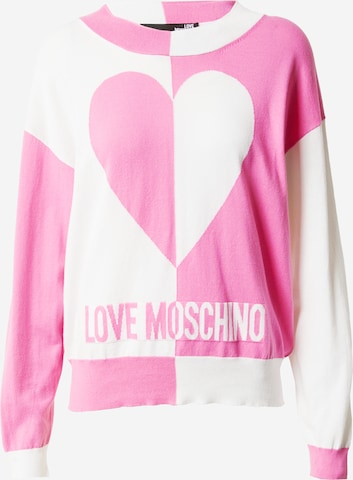 Love Moschino Sweater in Pink White ABOUT YOU