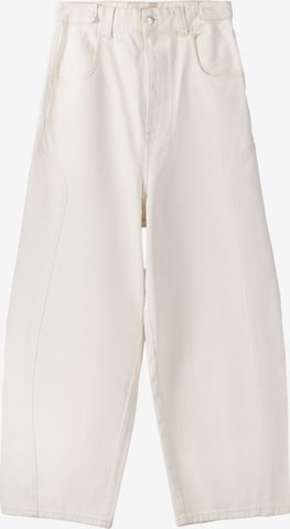 Bershka Wide leg Jeans in Beige: front