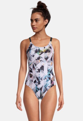 BECO the world of aquasports Bralette Swimsuit 'Heavenly Palms' in Black: front