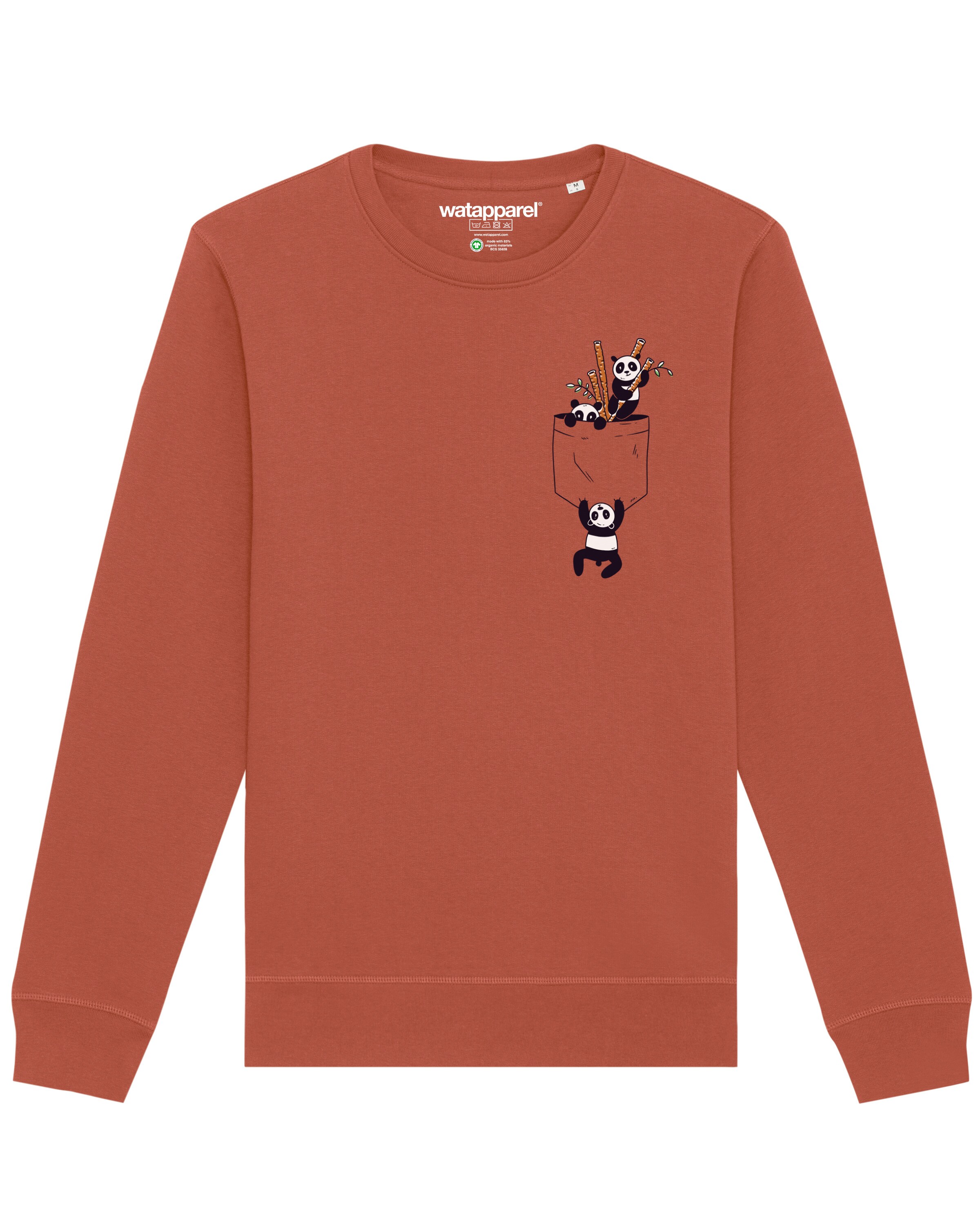 Watapparel Sweatshirt 'Pocket Pandas' in Braun: Vorderseite