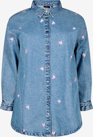 Chemisier 'FLOWER' Zizzi en bleu : devant