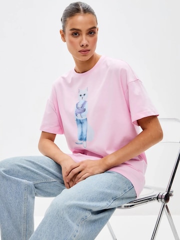 T-shirt 'Mother Cat with Kitty' Cat e Lolette en rose