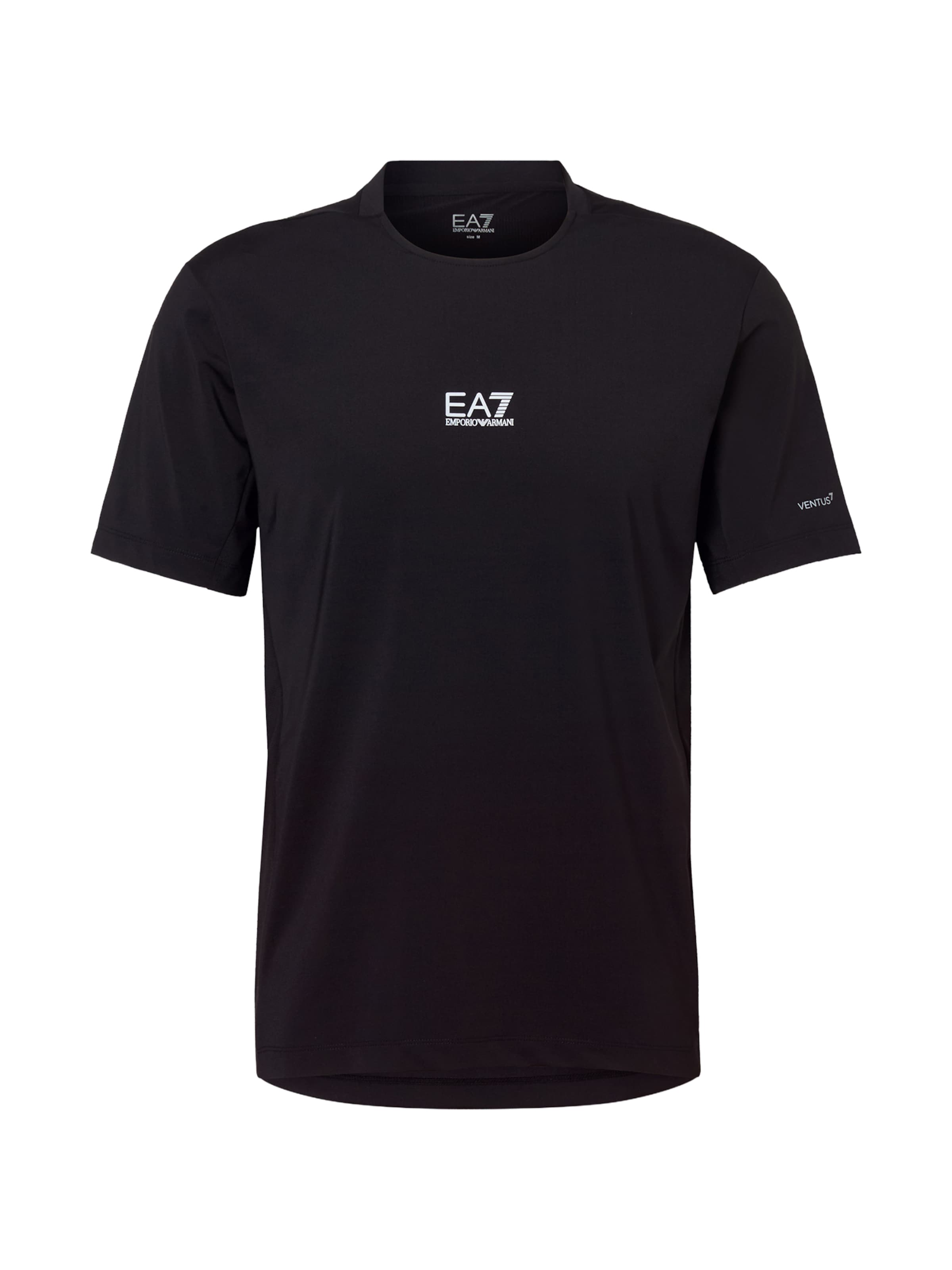 EA7 Emporio Armani Sporta krekls 'VENTUS7' pieejams S, krāsa - melns / balts, Preces skats