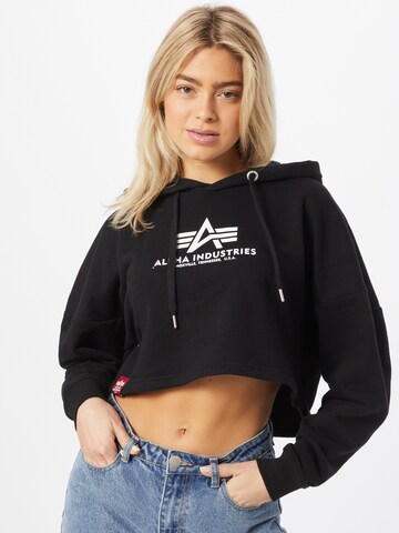 melns ALPHA INDUSTRIES Sportisks džemperis: no priekšpuses