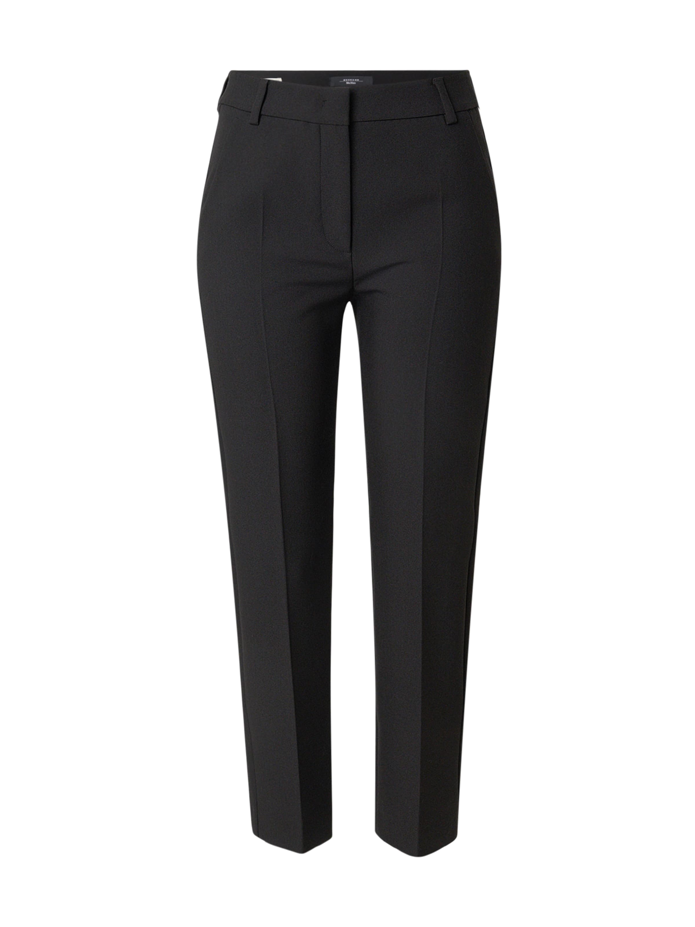 Weekend Max Mara Slim fit Trousers with creases 'RANA' in Black: front