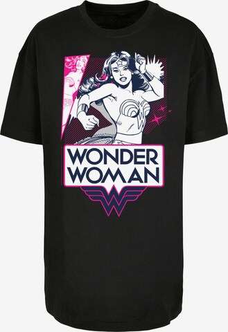 F4NT4STIC Oversized shirt 'DC Comics Superhelden Wonder Woman Pink Action' in Zwart: voorkant