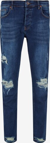 2Y Premium Tapered Jeans in Blauw: voorkant