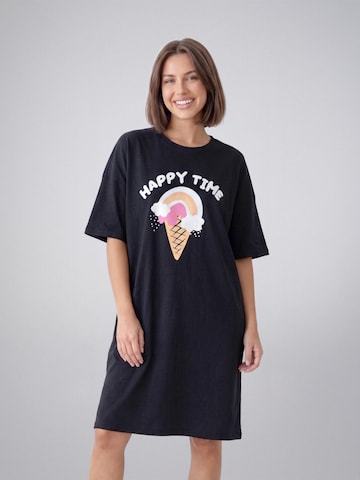 LEAFLETIC Oversizekleid 'Leafletic Women’s Oversize T-Shirt'‌‌ in Schwarz