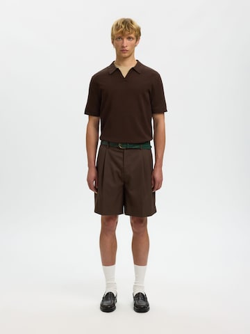 SELECTED Regular Pleat-front trousers in Brown