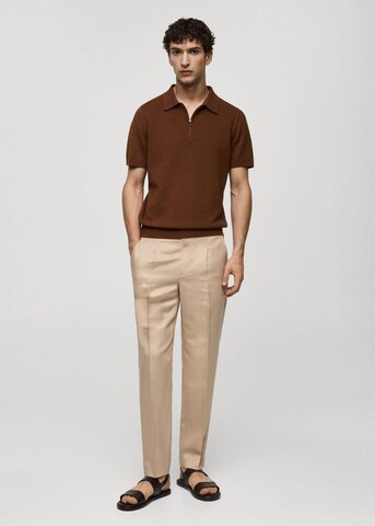 MANGO MAN Slim fit Pleated Pants 'Sorbet' in Beige