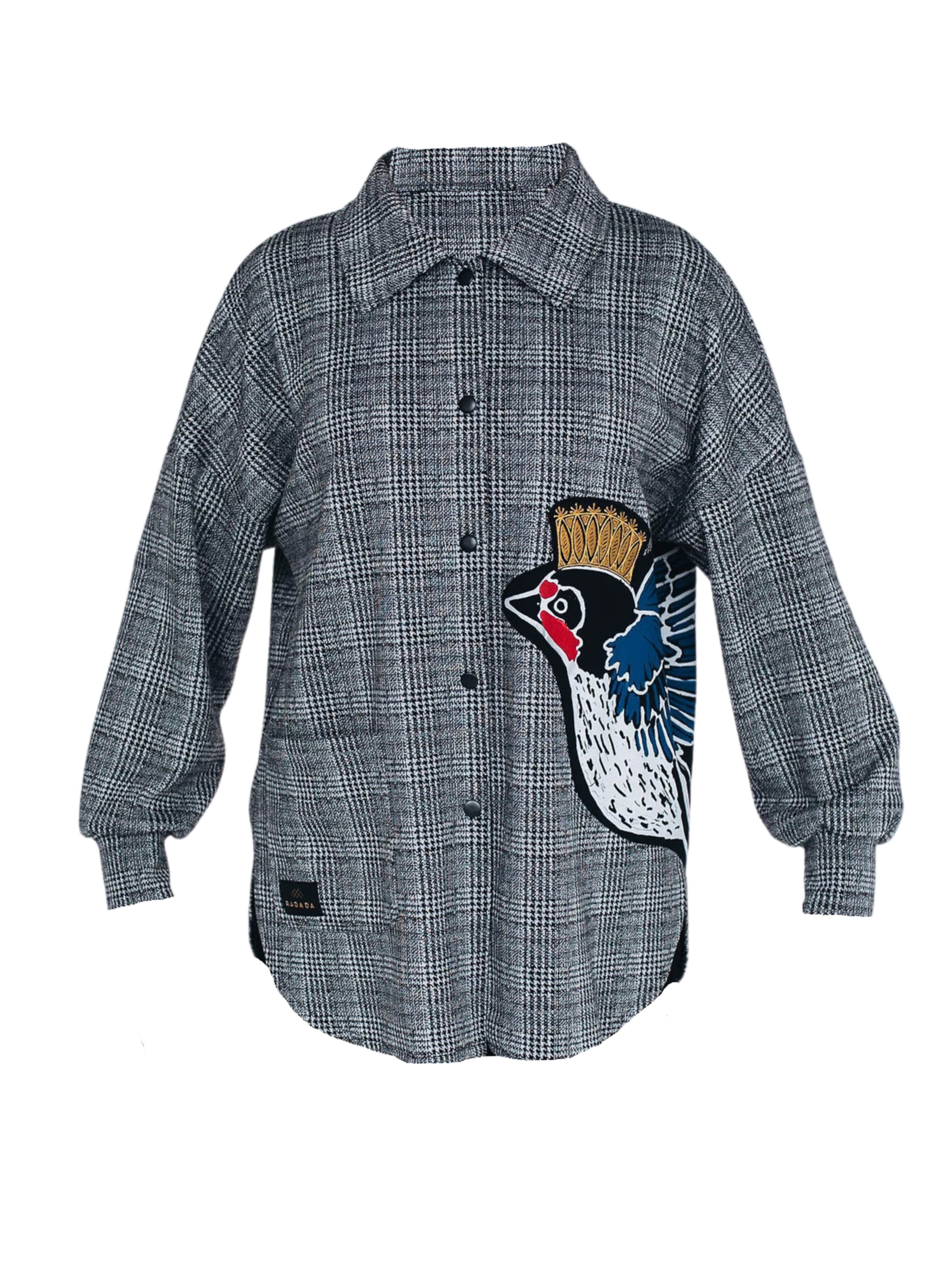 T-shirt 'Shirt with Swallow Motif check' RADADA en gris : devant
