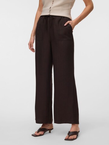 VERO MODA Wide leg Broek 'VMMelaney' in Bruin: voorkant
