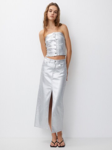 Pull&Bear Top w kolorze srebrny