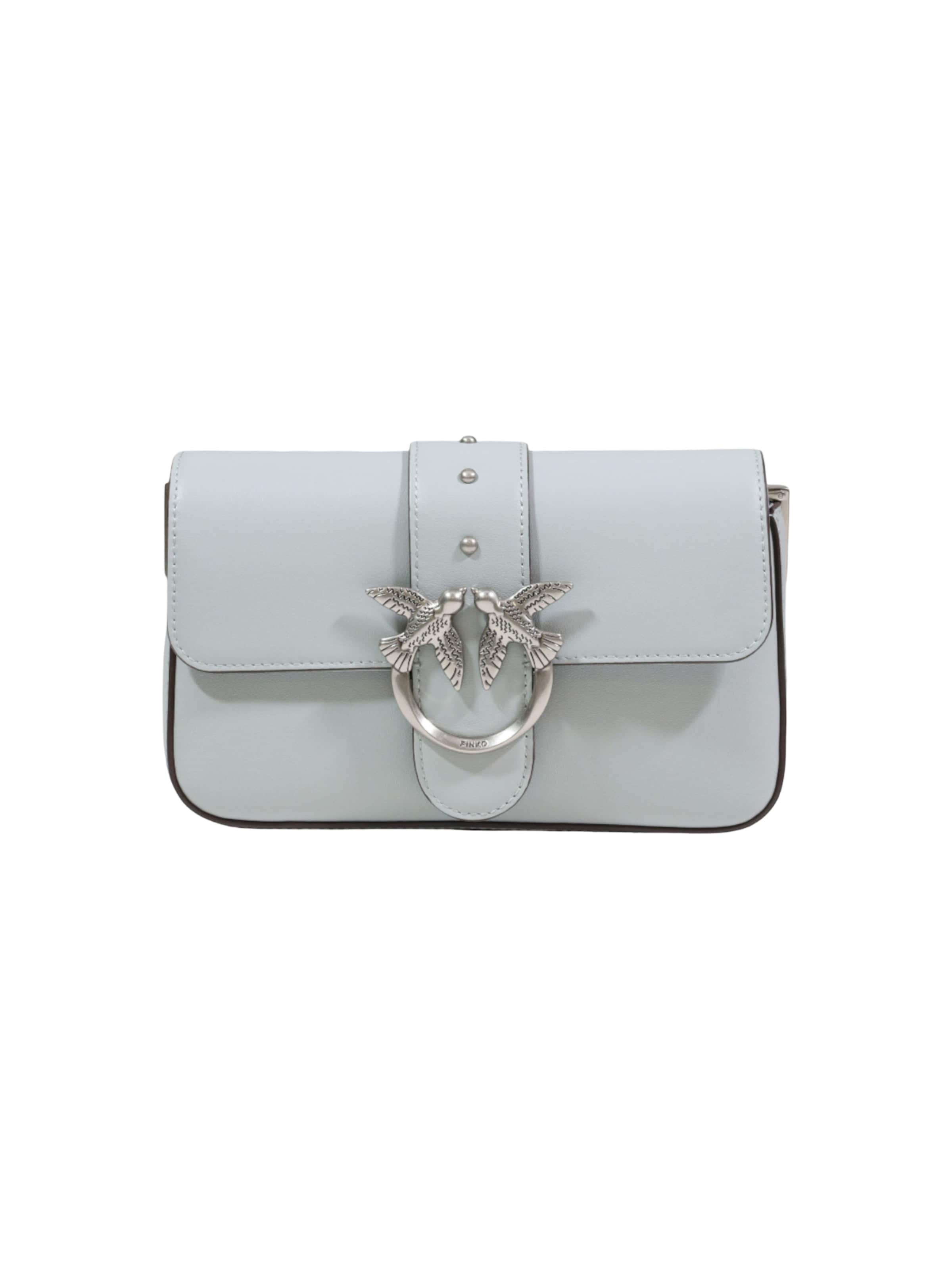 PINKO Skuldertaske 'LOVE ONE MINI SLOUCHY FL VITELLO 104340 A0QO' i hvid