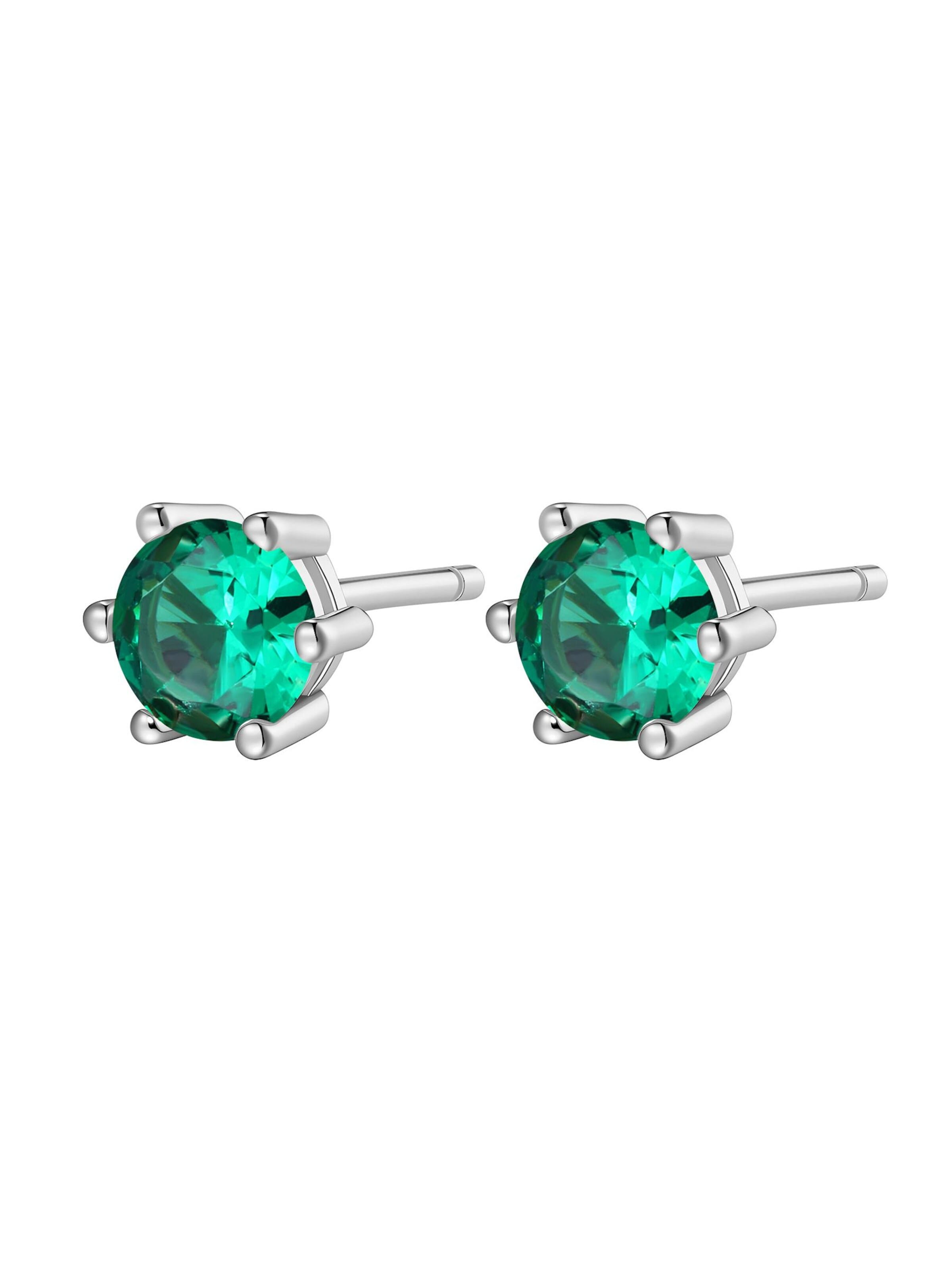 Hey Happiness Oorbellen 'Emerald Gemstone' in Zilver