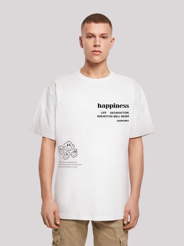 T-Shirt 'happiness' F4NT4STIC en blanc : devant