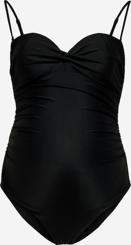 Only Maternity Swimsuit in Black: front