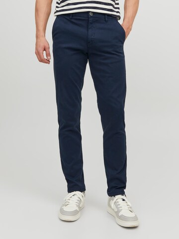 Coupe slim Pantalon chino 'Marco Fred' JACK & JONES en bleu : devant