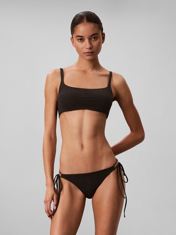 Calvin Klein Underwear Bustier Bikinitop 'Metallic Bralette CK Monogram' in Zwart: voorkant