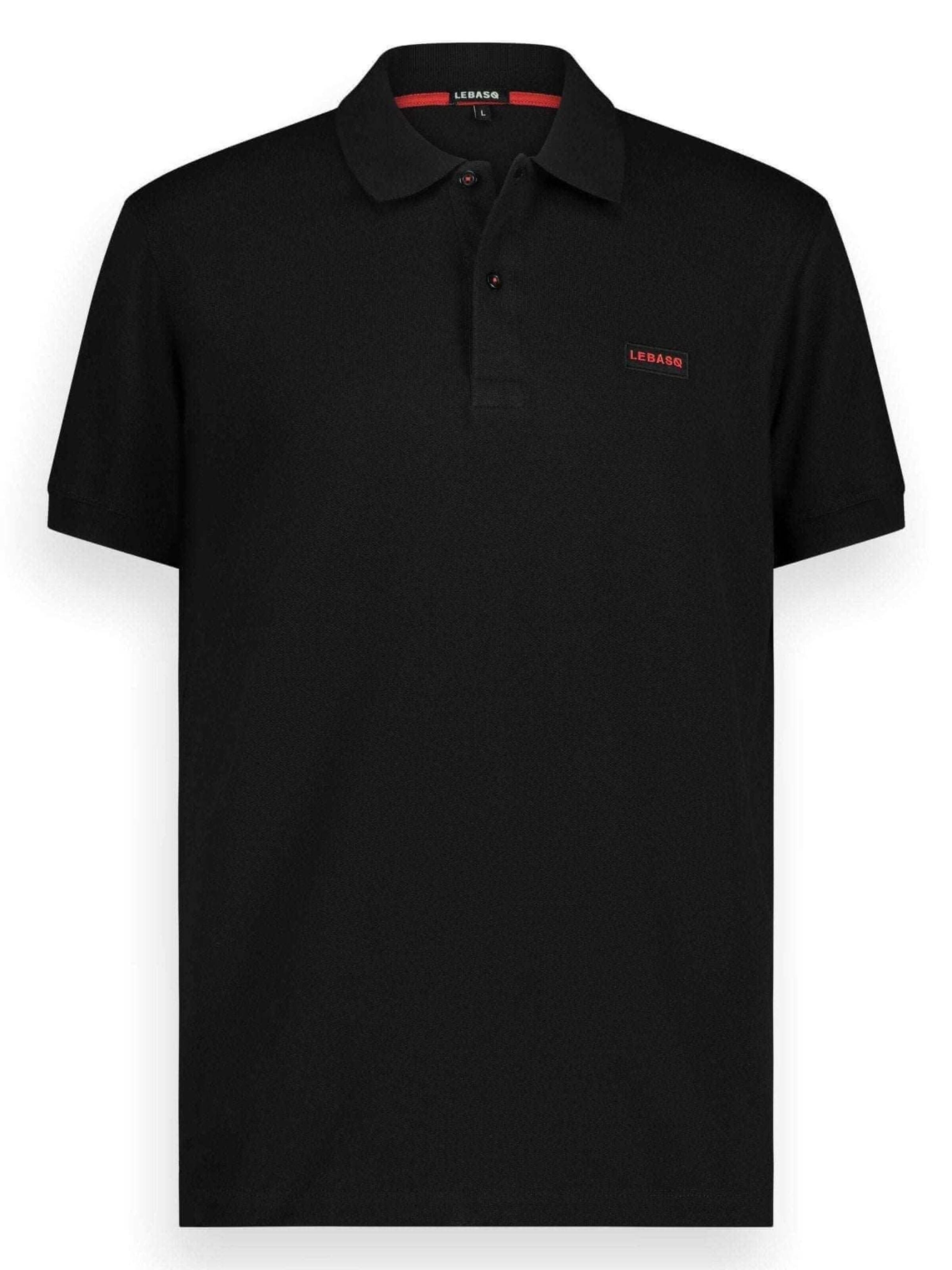 LEBASQ Shirt 'Chet's Piqué Polo' in Black: front