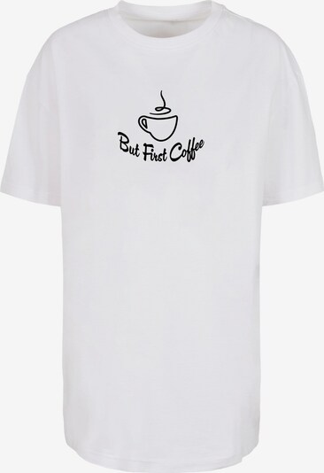 Merchcode T-Shirt 'But First Coffee' in schwarz / weiß, Produktansicht
