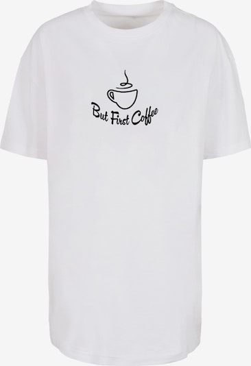 Merchcode T-Shirt 'But First Coffee' in schwarz / weiß, Produktansicht