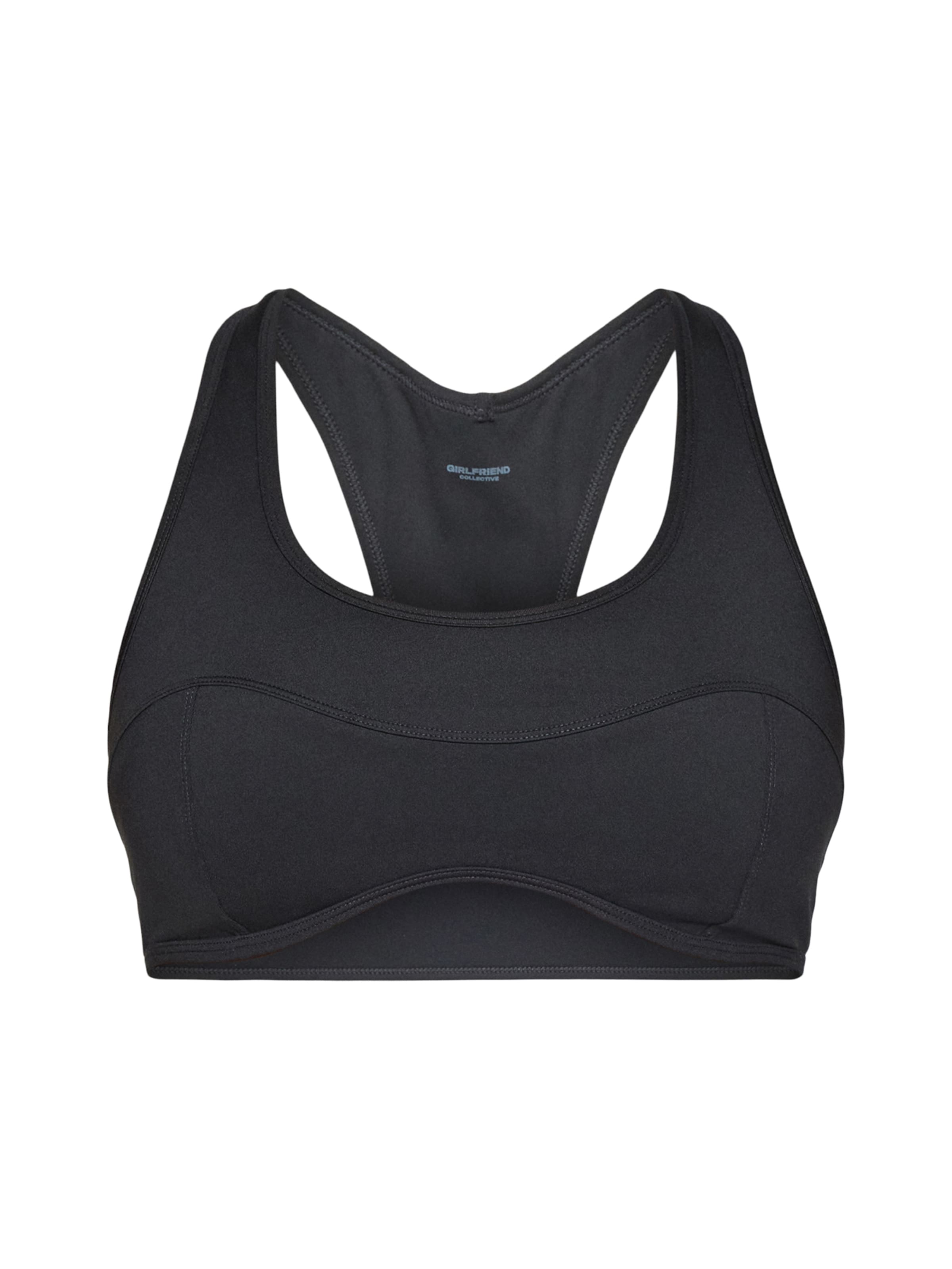 Girlfriend Collective Õlapaelteta topp Spordirinnahoidja 'Connie', värv must: eest vaates