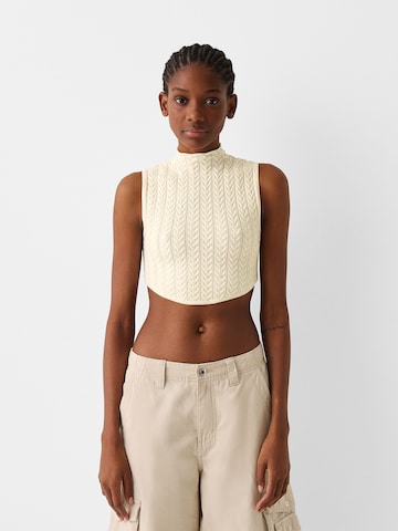 Bershka Gebreide top in Beige: voorkant