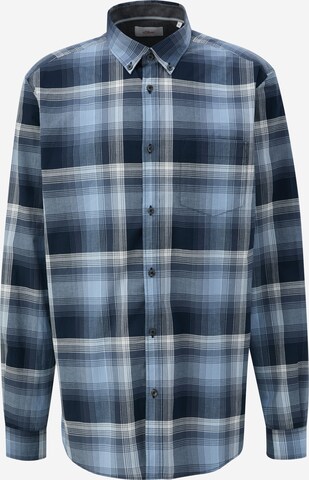 s.Oliver Men Big Sizes Button Up Shirt in Blue: front