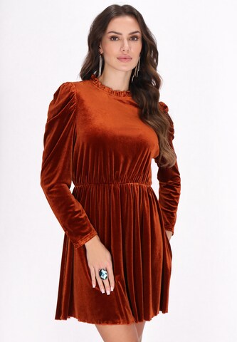 faina - Vestido de gala en marrón: frente