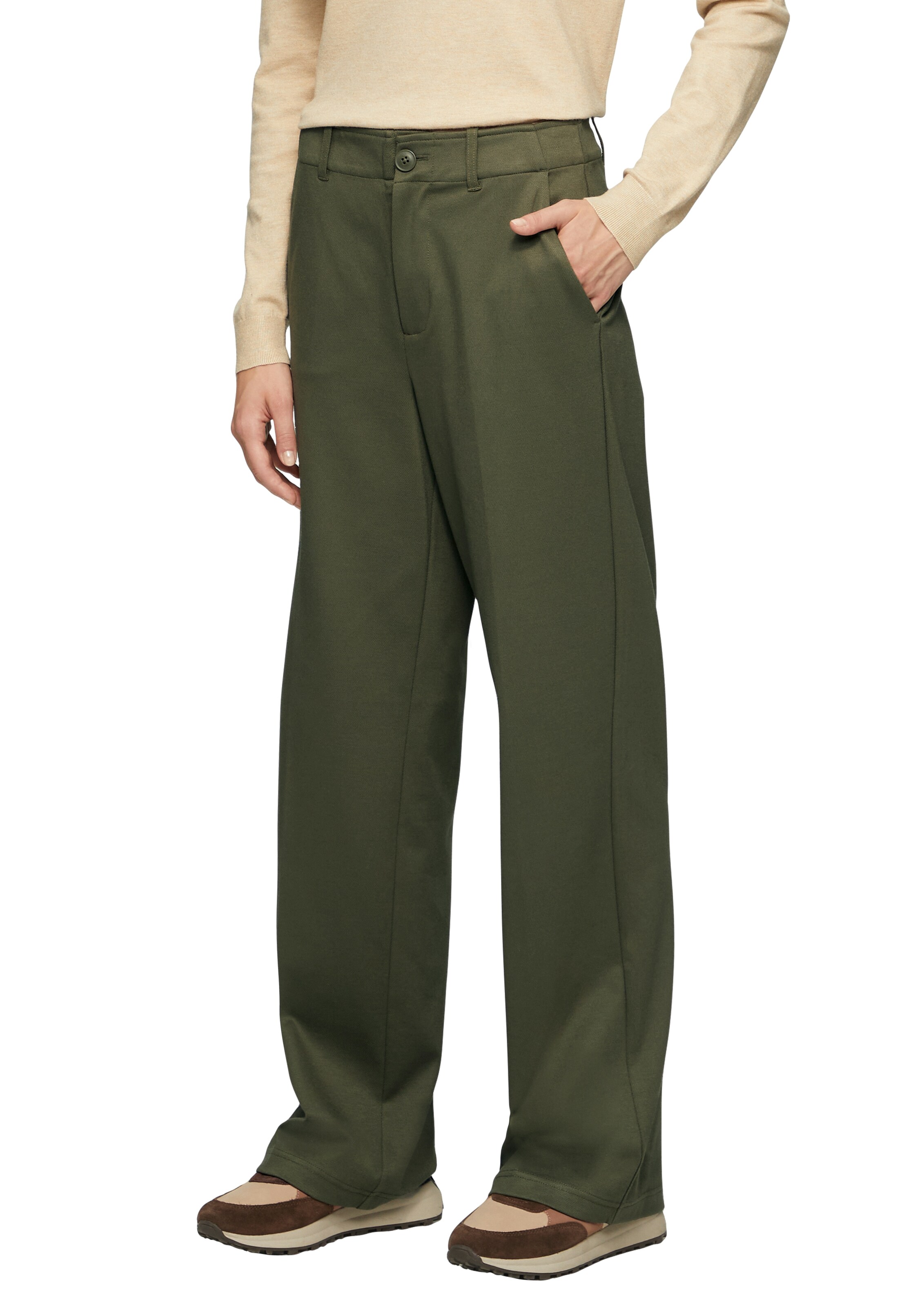 s.Oliver Wide leg Pleated Pants in Green: front