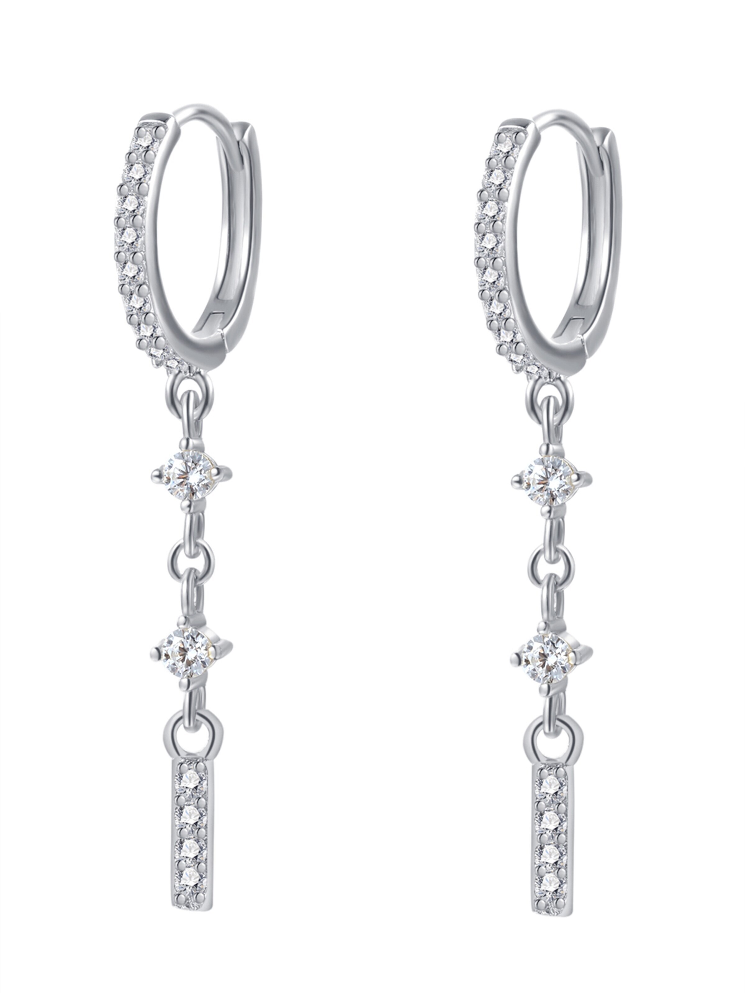 Hey Happiness Ohrringe 'Luxe'‌‌‌‌ in Silber: Vorderseite