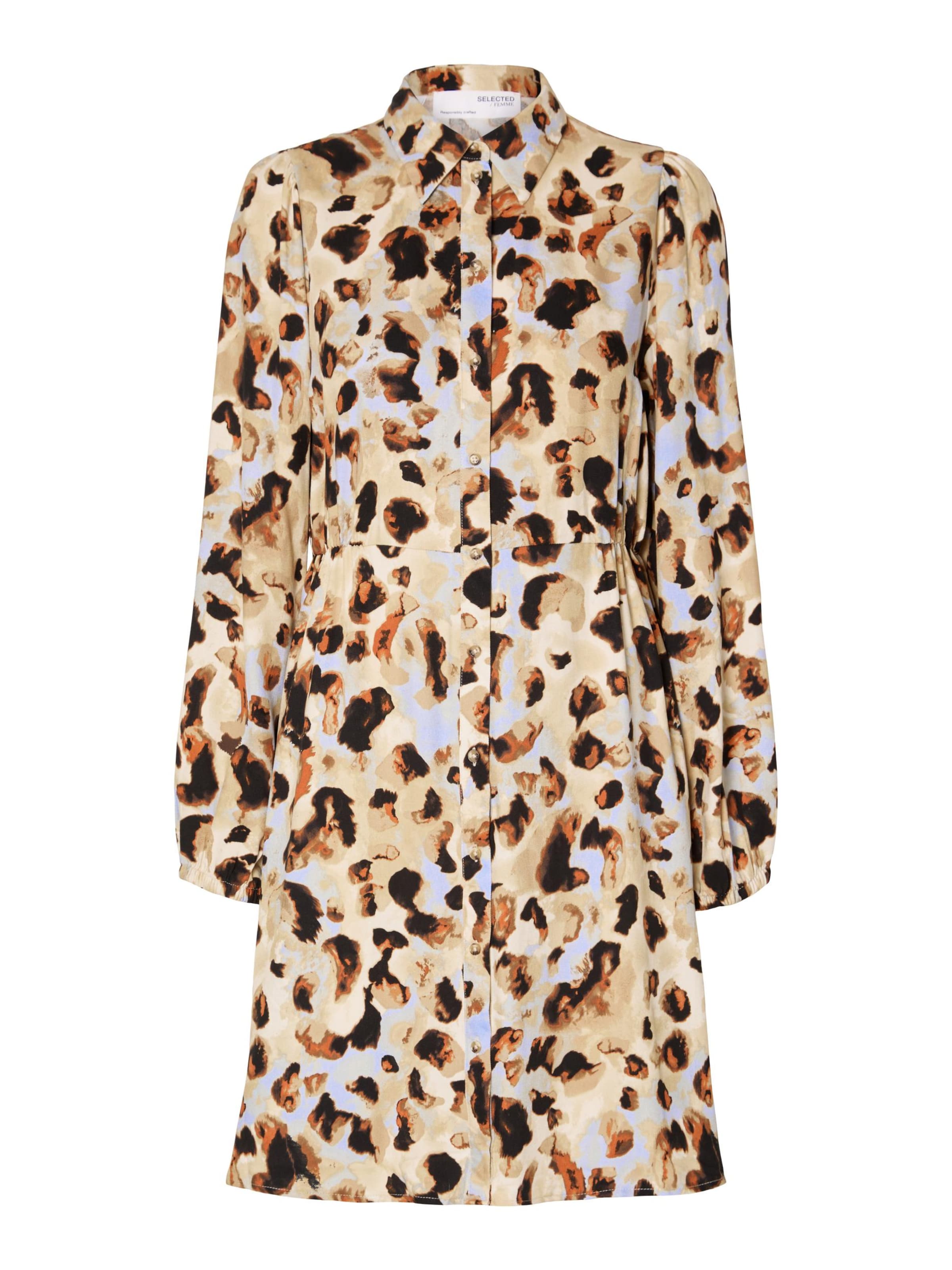 SELECTED Рокля тип риза 'Slaila' в кафяво: отпред