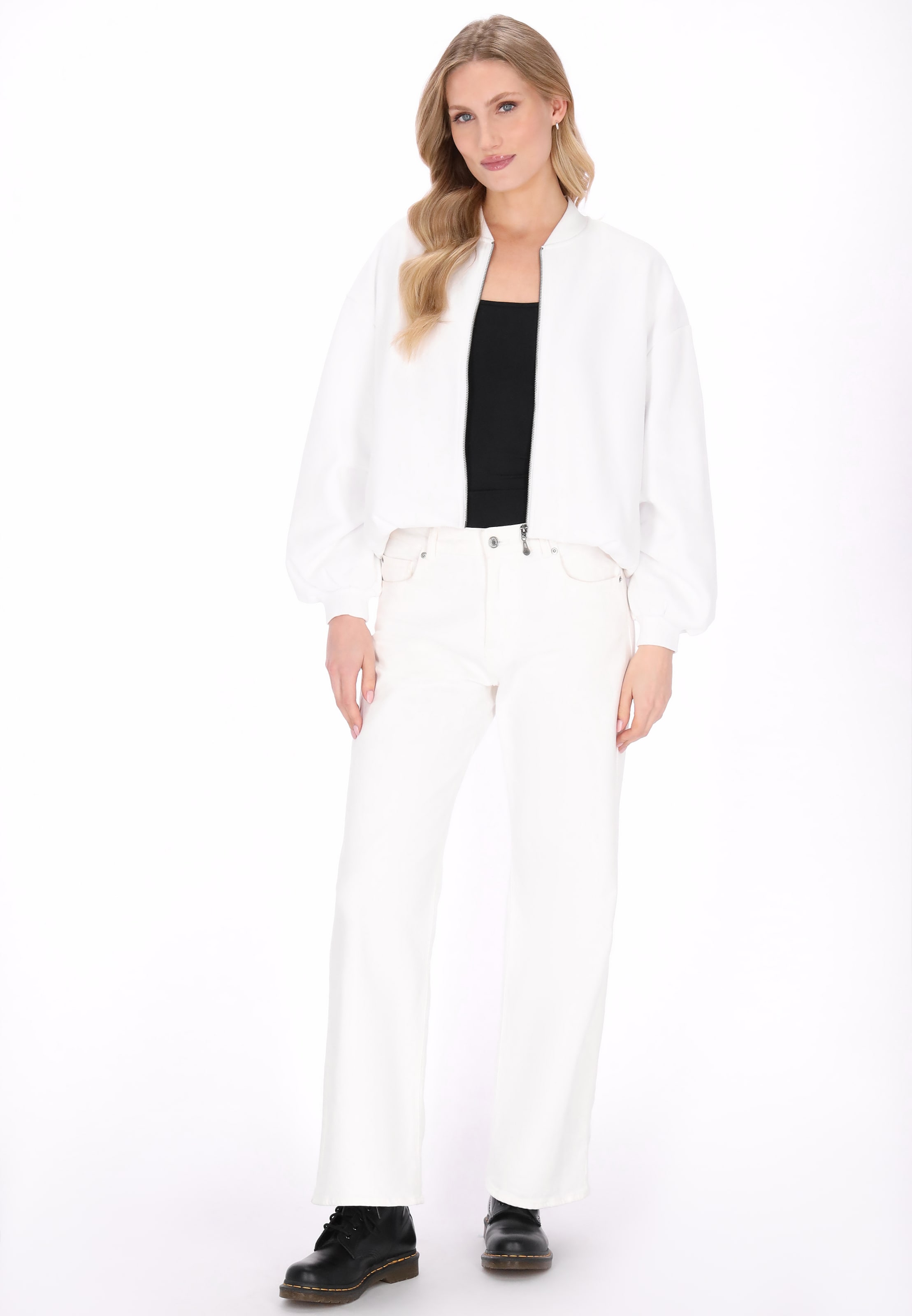 DreiMaster Vintage - Sudadera con cremallera en blanco