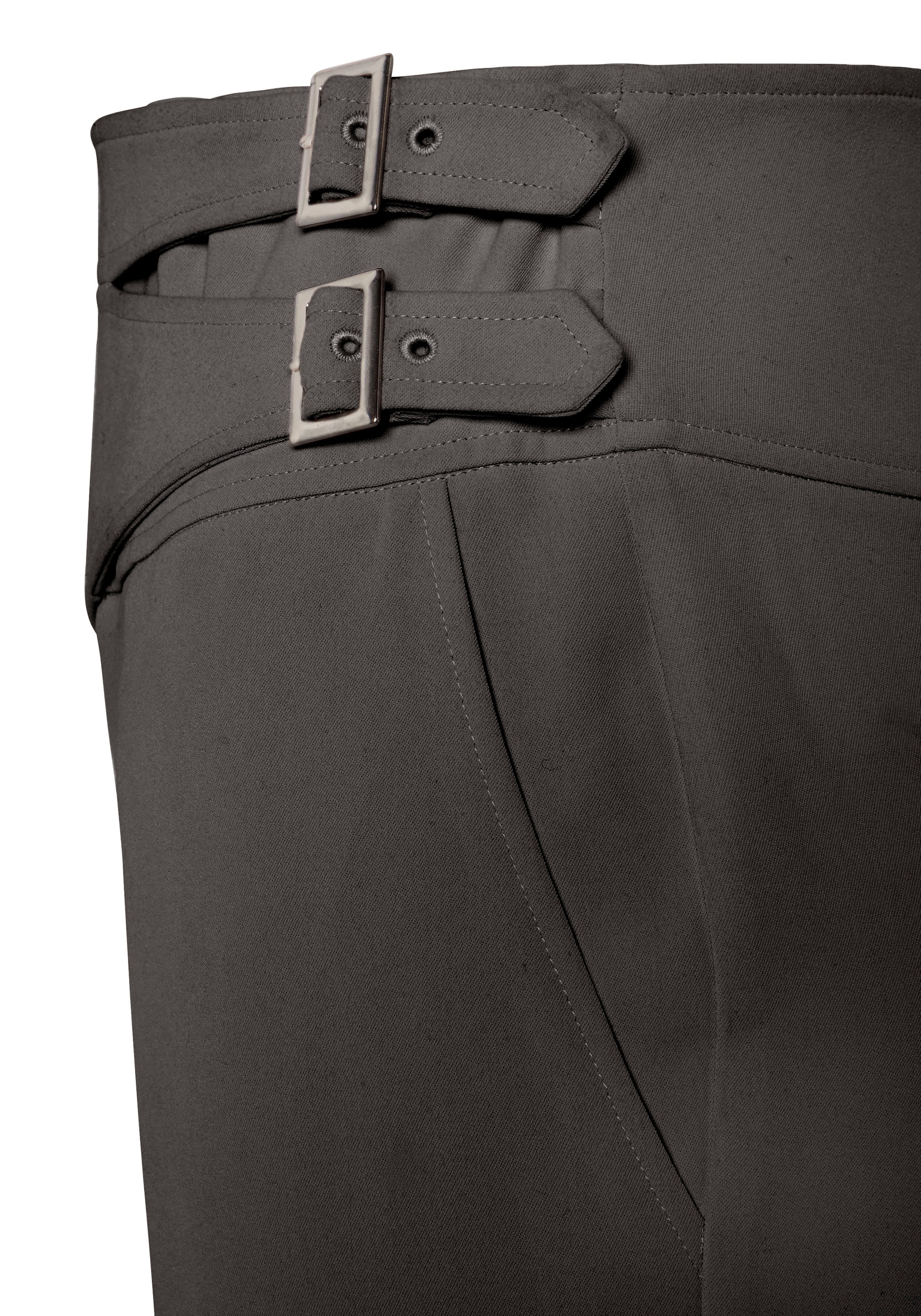 LASCANA - Tapered Calças com vincos em verde