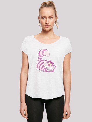F4NT4STIC Shirt 'Disney Alice in Wonderland Cheshire Cat' in Wit: voorkant