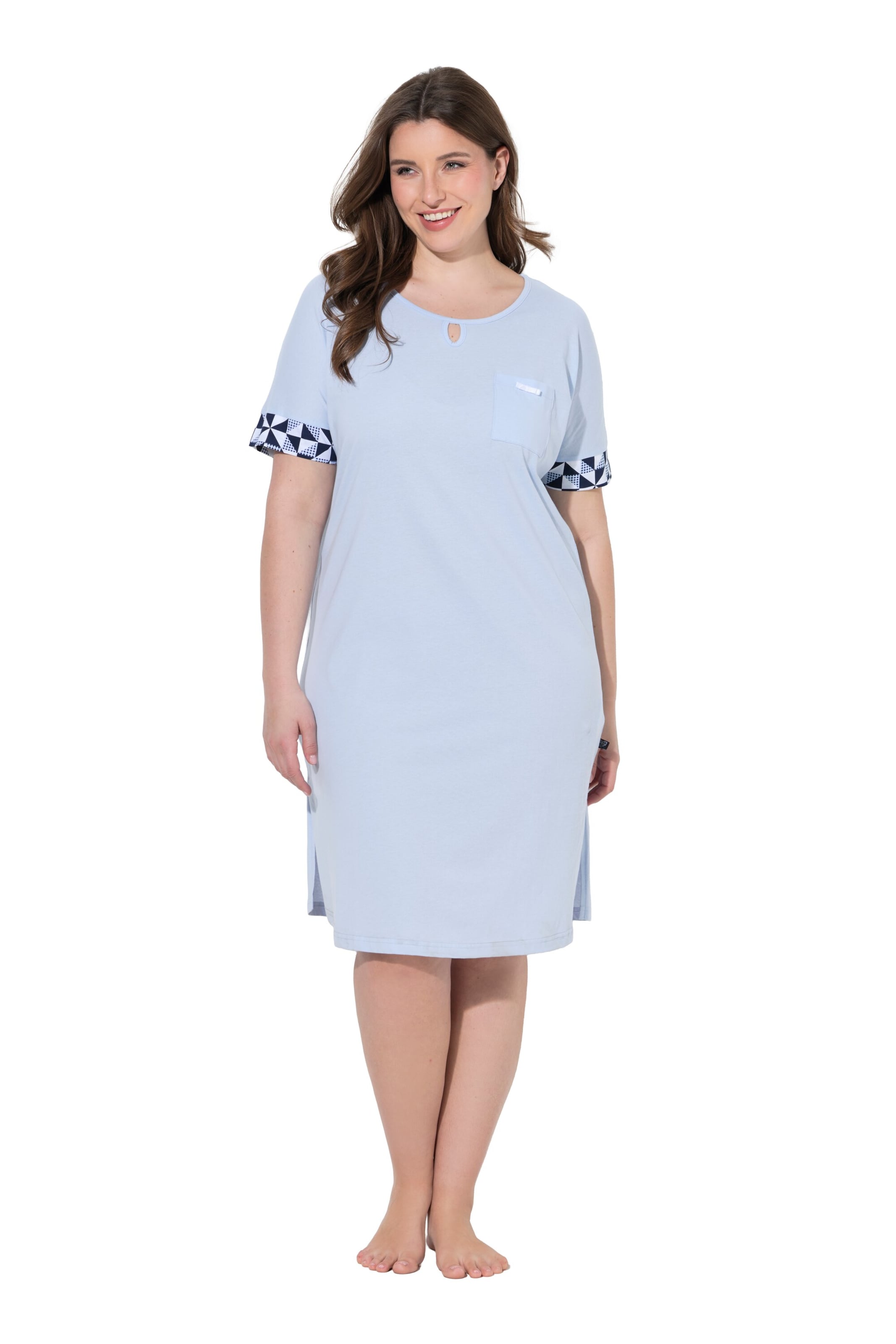 Ulla Popken Nachthemd in Blauw: voorkant