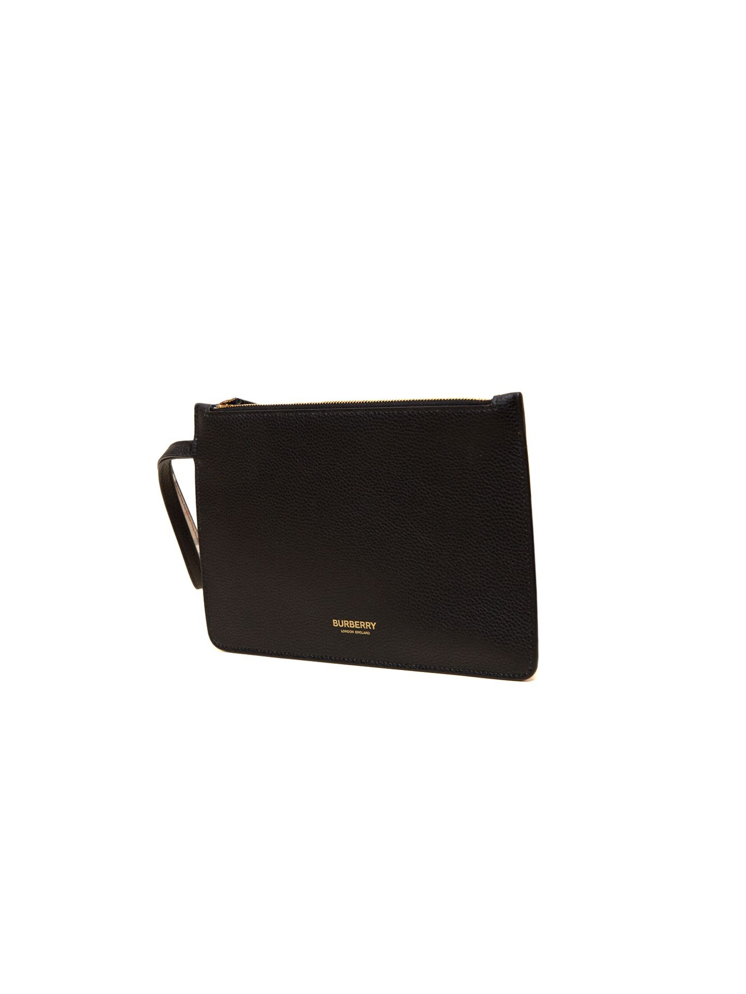 BURBERRY Handtasche 'Leather Zip Pouch 23x0.5x15 cm'‌‌‌‌‌‌‌‌‌ in Schwarz
