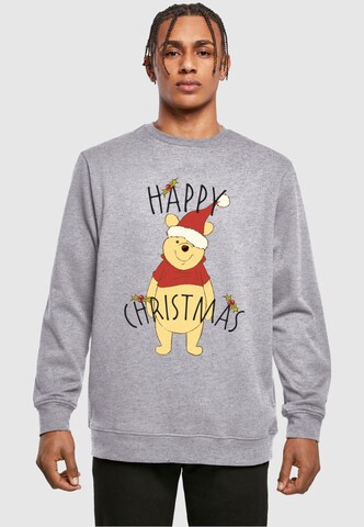 ABSOLUTE CULT Sweatshirt 'Winnie The Pooh - Happy Christmas Holly' in Grey: front
