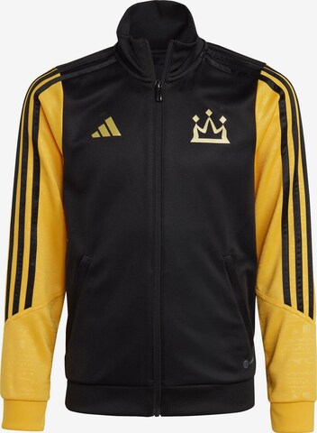 ADIDAS PERFORMANCE Athletic Zip-Up Hoodie in Black: front