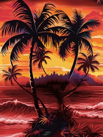 Hawaiihemdshop.de - Regular Fit Camisa 'Hawaiihemd Evening Sun' em vermelho